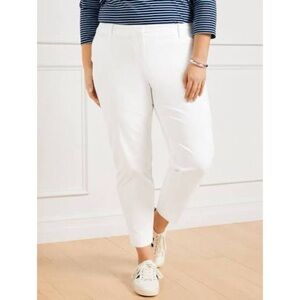 Talbots Women's Plus 16 Perfect Crop Pant Slim Leg White Cotton Stretch Blend